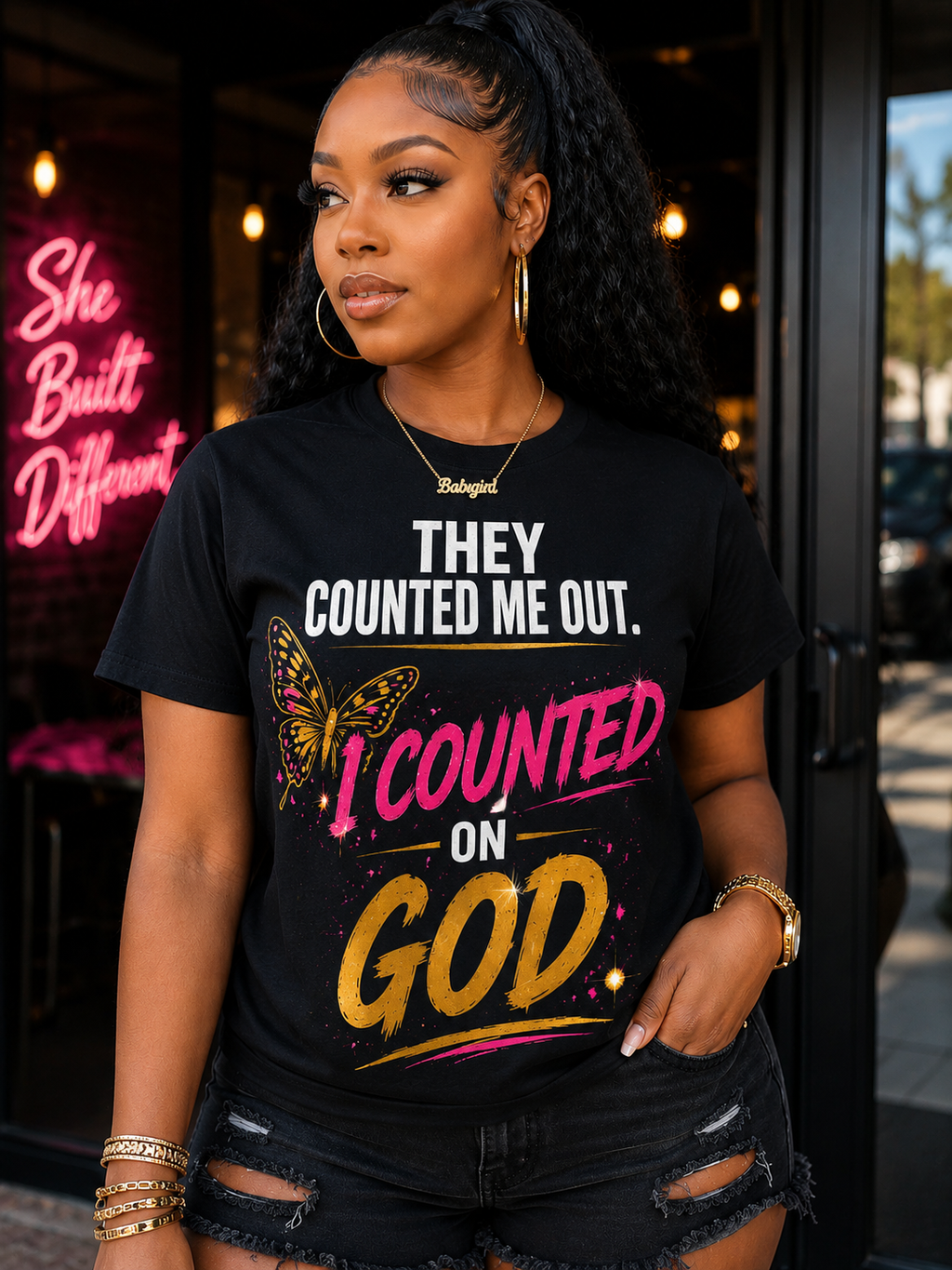 They Counted Me Out, I Counted On God" tee