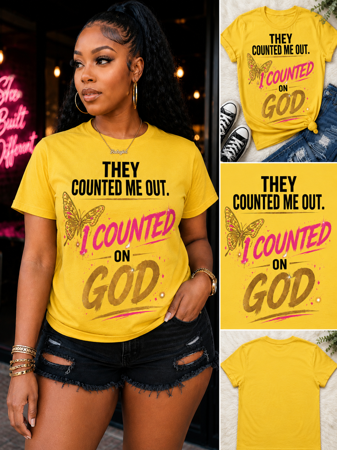 They Counted Me Out, I Counted On God" tee